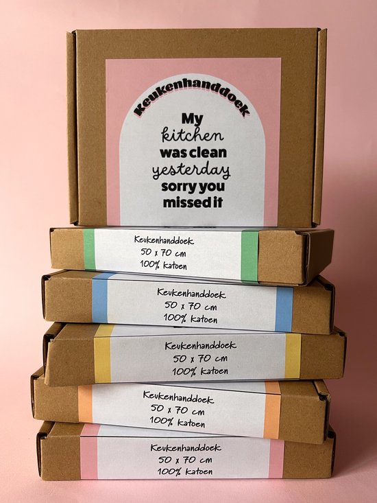 Torchon de cuisine - Texte amusant - Cuisine Clean - Blanc - Katoen