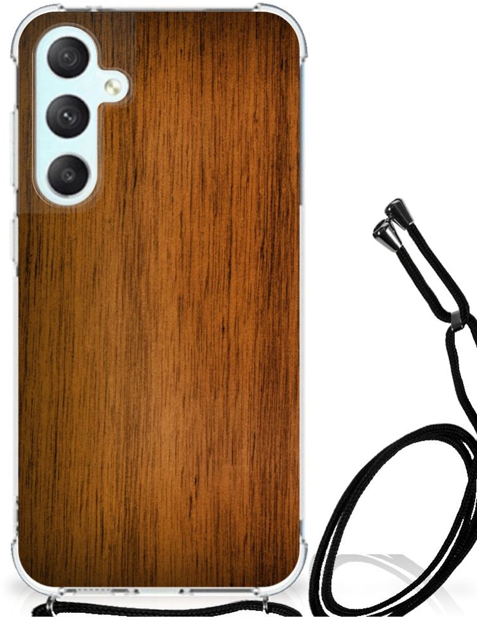 Samsung Galaxy S23 FE Stevig Telefoonhoesje Donker Hout