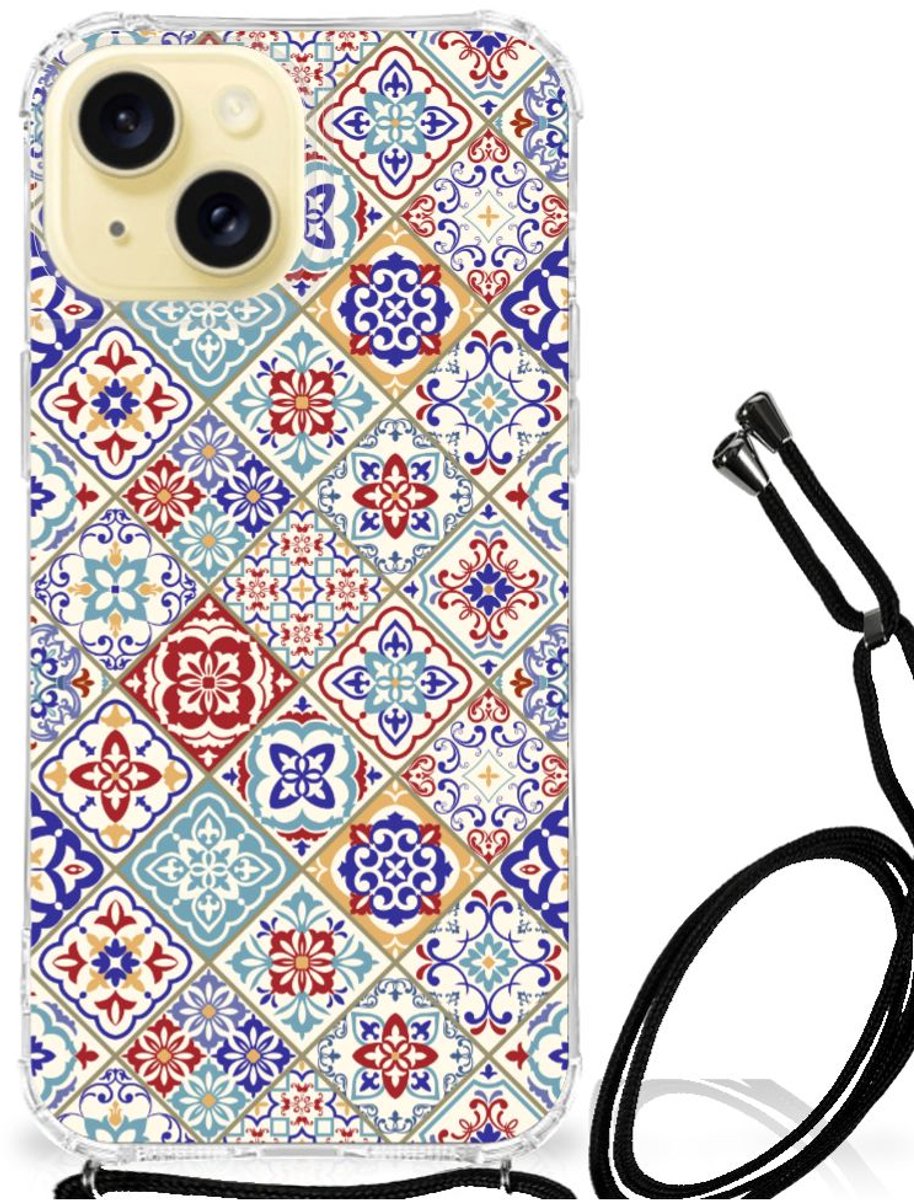 Apple iPhone 15 Anti-Shock Hoesje Tiles Color