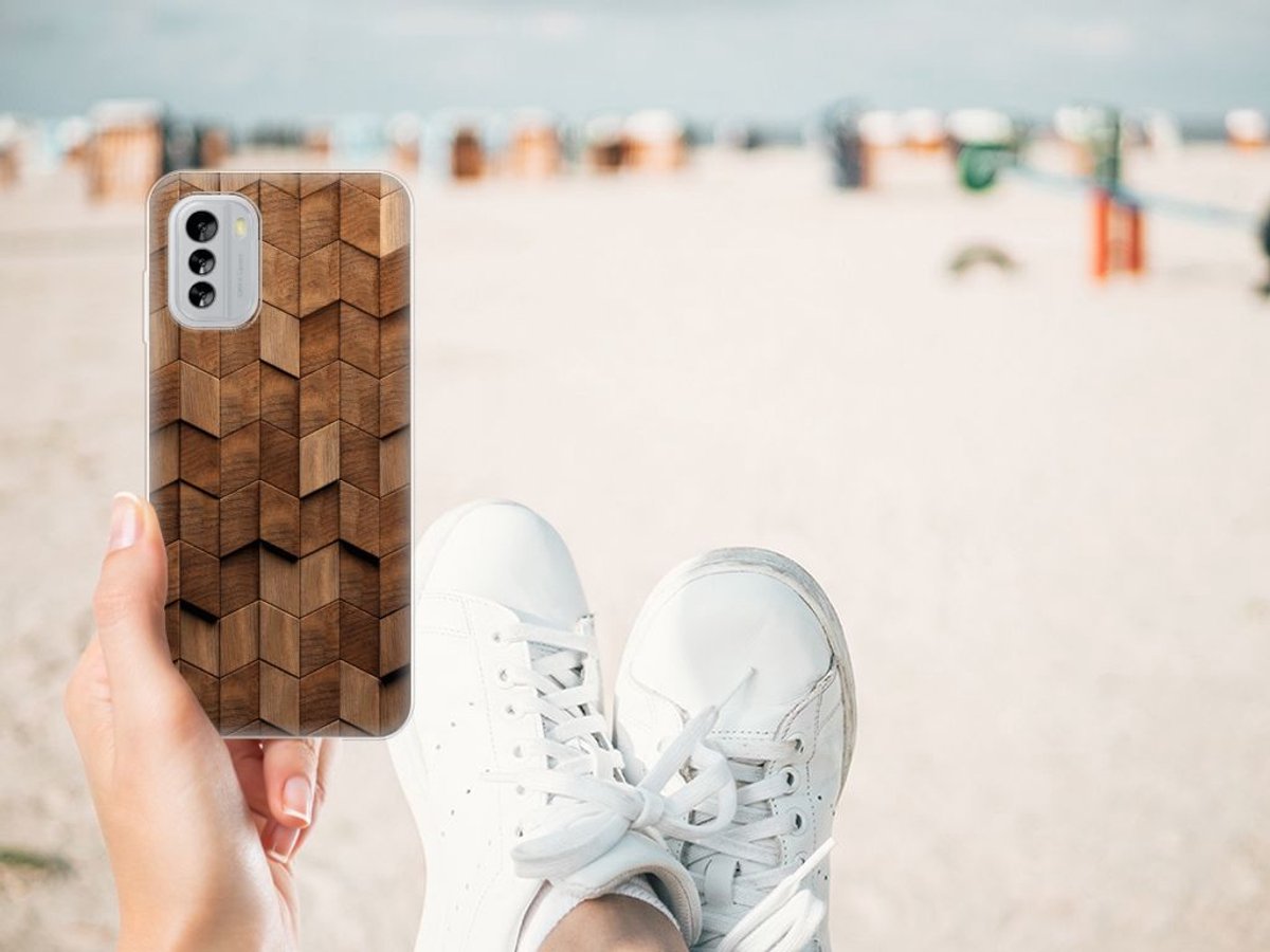 Bumper Hoesje voor Nokia G60 Wooden Cubes