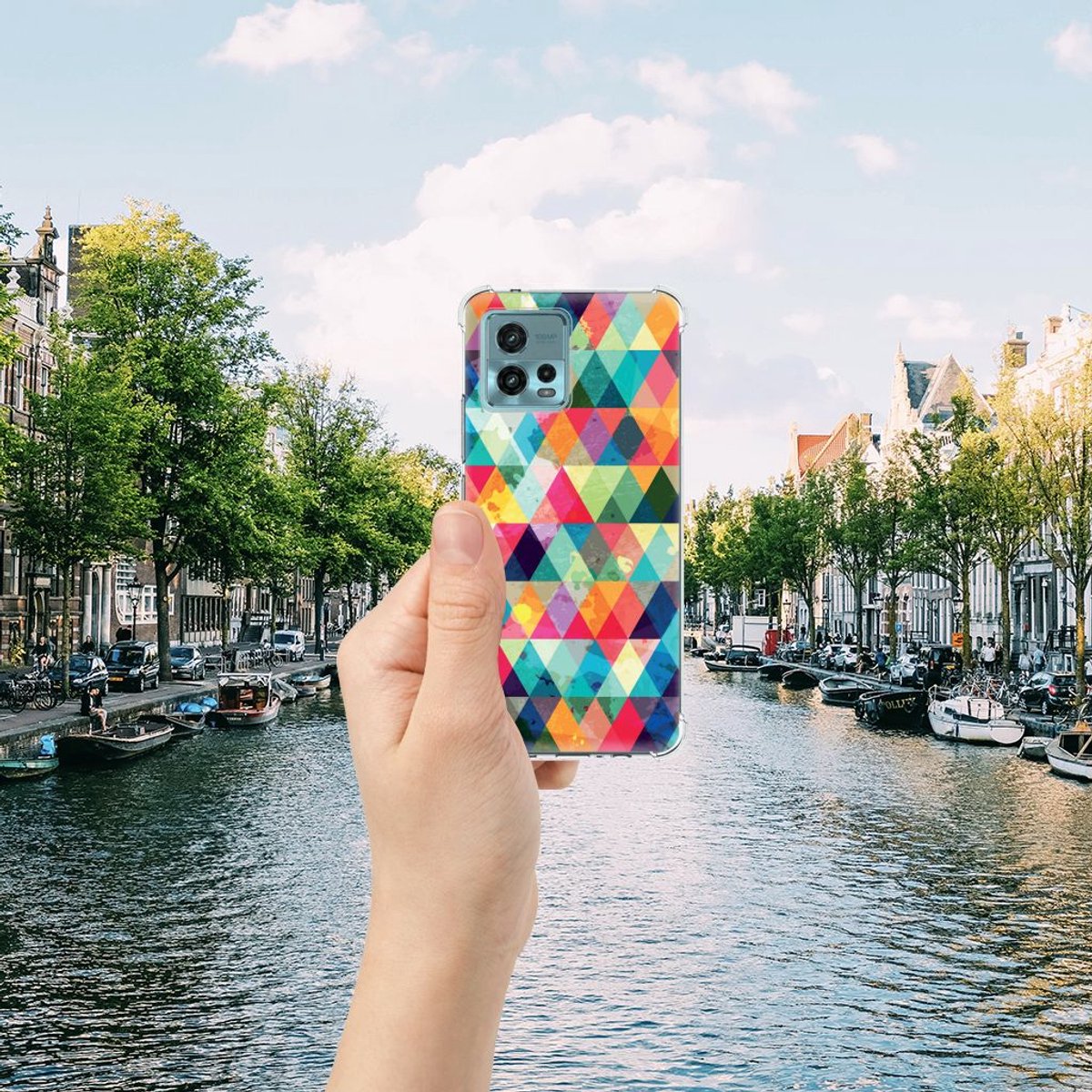 otorola Moto G72 Doorzichtige Silicone Hoesje Geruit