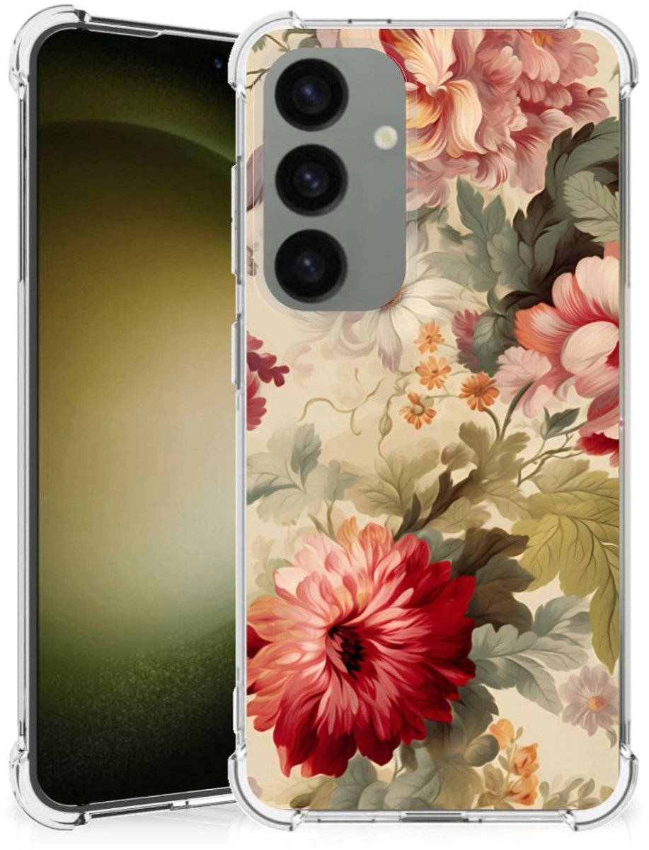 TPU Case Anti-Shock voor Case voor Samsung Galaxy S24 Bloemen