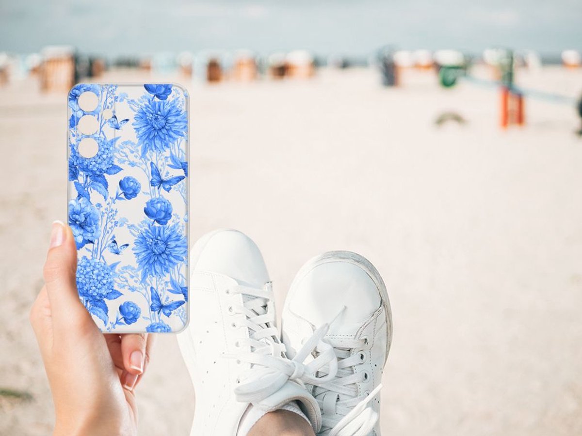 TPU Case voor Samsung Galaxy A15 Flowers Blue