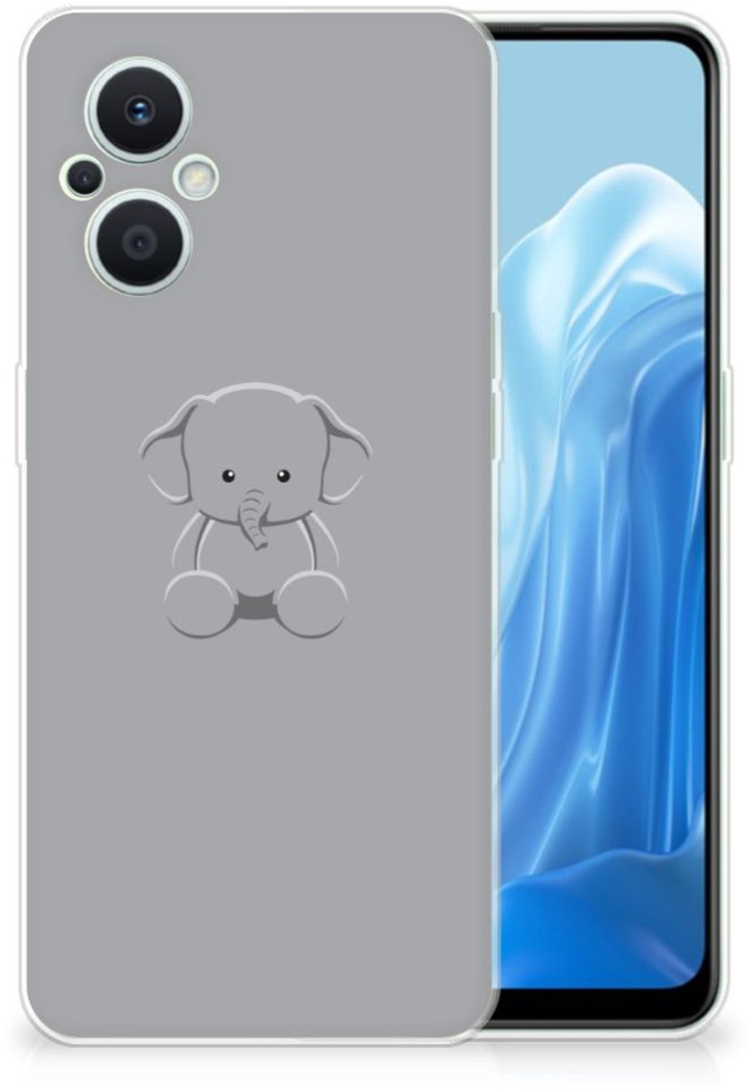 OPPO Reno8 Lite Telefoonhoesje met Naam Grijs Baby Olifant