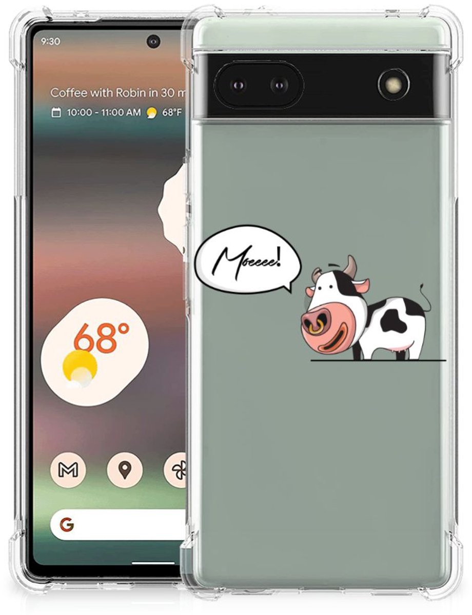 Google Pixel 6A Stevig Bumper Hoesje Cheeky Cow