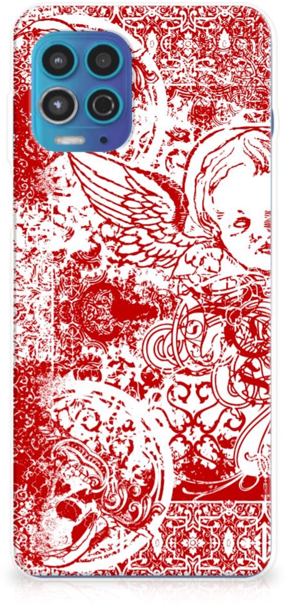 Silicone Back Case Motorola Moto G100 Angel Skull Rood