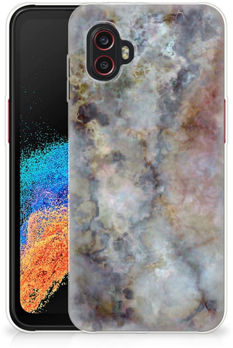 Samsung Galaxy Xcover 6 Pro TPU Siliconen Hoesje Marmer Grijs