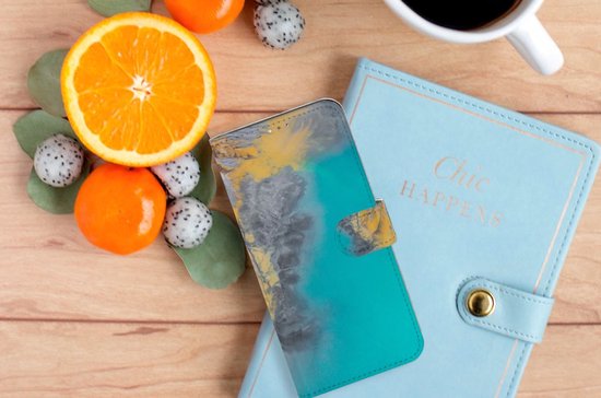 Etui à OPPO A15 Etui Marbre Blue Or