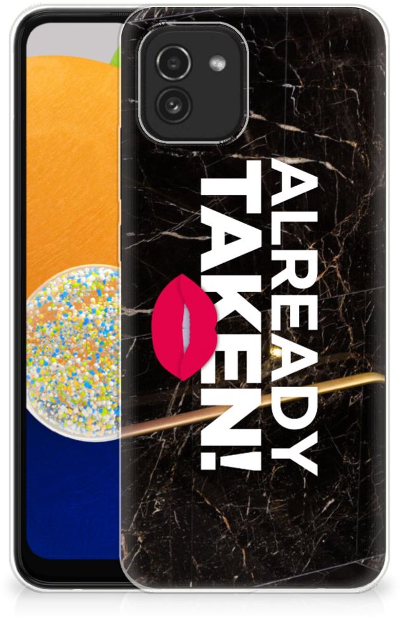 Samsung Galaxy A03 Siliconen hoesje met naam Already Taken Black
