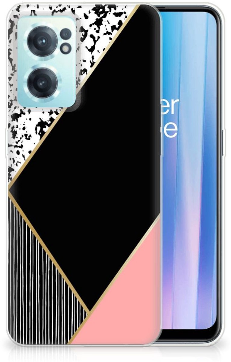 OnePlus Nord CE 2 5G TPU Hoesje Zwart Roze Vormen