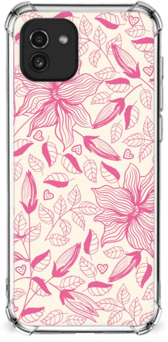 Samsung Galaxy A03 Case Pink Flowers
