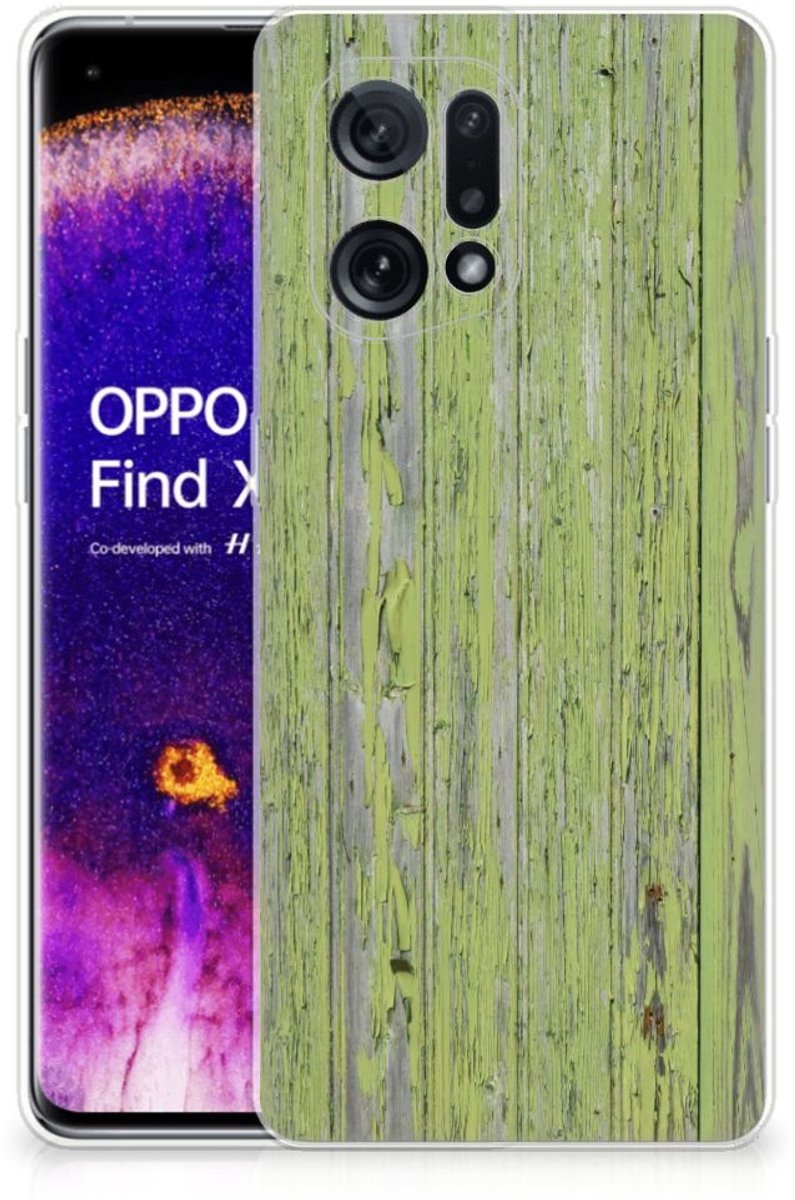 Back Cover voor OPPO Find X5 Bumper Hoesje Green Wood