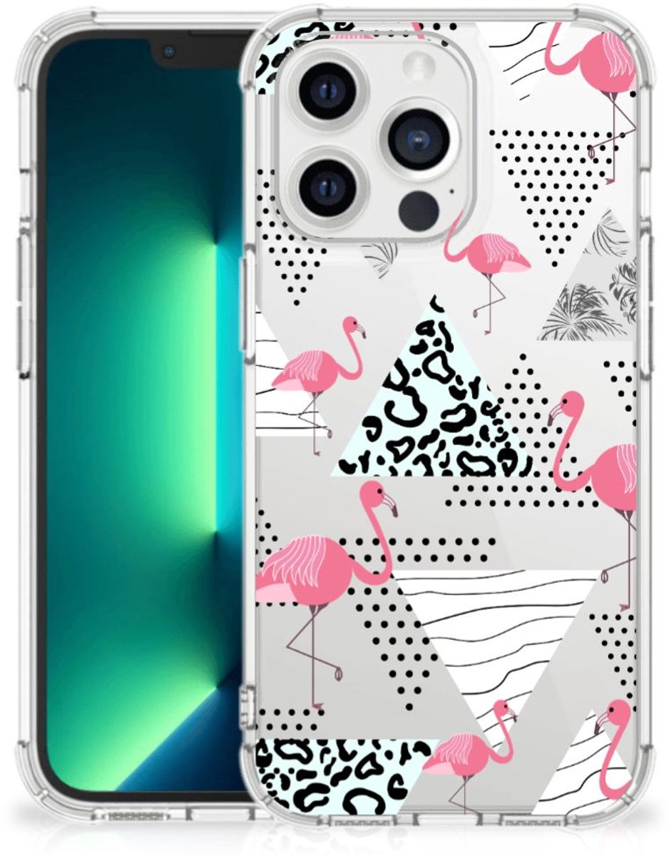iPhone 13 Pro Max Case Anti-shock Flamingo Triangle