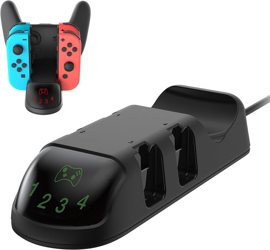 Station d'accueil de charge YONO adaptée à la Nintendo Switch et au Joy Con - Chargeur avec LED' indication LED - Zwart