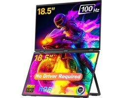 UPERFECT 185E11 Dual Portable Monitor 18.5" 100Hz 100% sRGB Draagbaar Monitor with Stand & VESA Mount for Laptop/Switch/MacBook
