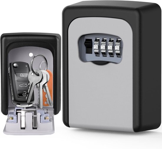 GRIFEMA GA1004 - Lock Box, Key Cabinets, Key Lock Box with 4-Digit Code, Key Safe Wall Mounted, For Home, Garage, Waterproof, With Hook, Gray GRIFEMA GA1004 - Lock Box, Key Cabinets, Key Lock Box with 4-Digit Code, Key Safe Wall Mounted, For Home, Garage, Waterproof, With Hook, Gray