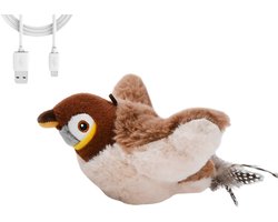 Vogelspeeltje voor Katten - Mussen Geluid Speeltje met Fladderende Vleugels - Interactief Kattenspeelgoed - bewegend kattenspeelgoed - katten speeltje vogel - USB Oplaadbaar Image