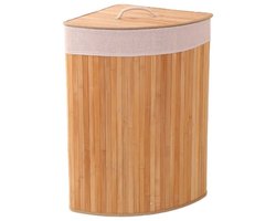 Ceruzo Bamboe Wasmand - Hoek Model - 72L - Vouwbaar - Deksel - 35 x 35 x H 60 cm- Naturel