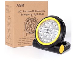 AGM Universal WorkLight met Licht standen en Strobe standen - Bouwlamp - IP55 - Oplaadbaar (Accu 5200) en kantelbaar - 800~2000 lumen - Geel