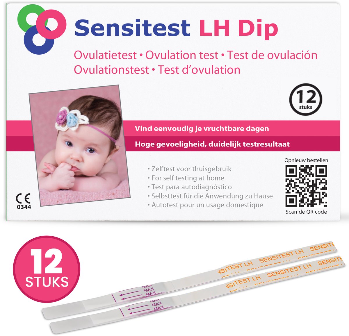 Goedkoopste Sensitest Ovulatietest Dipstick • pakket 12 stuks • Binnen 1 dag in Huis • Vergroot je kans op zwangerschap • Vind je eenvoudig je vruchtbare dagen