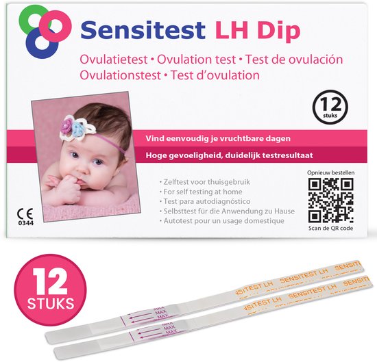 Sensitest Ovulatietest Dipstick • pakket 12 stuks • Binnen 1 dag in Huis • Vergroot je kans op zwangerschap • Vind je eenvoudig je vruchtbare dagen