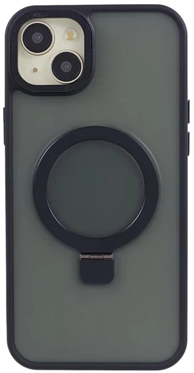 Cityhoesje - iPhone 15 - Magnetic - Ring Holder Kickstand - Protective – Backcase - Zwart
