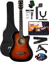 Finesse Akoestische Gitaar - met Videocursus - Western Gitaar - Gitaar Kind & Volwassenen - Sunburst