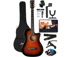 Finesse Akoestische Gitaar - met Videocursus - Western Gitaar - Gitaar Kind & Volwassenen - Sunburst