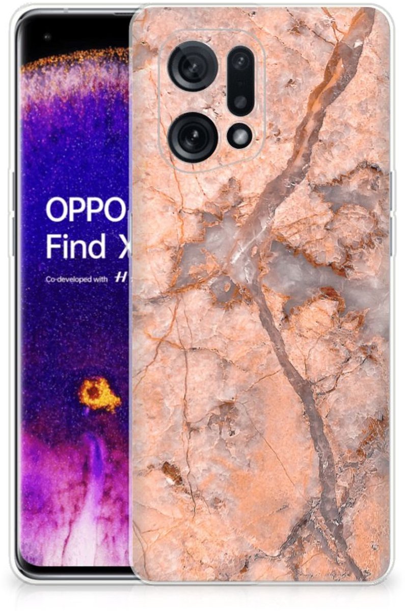 OPPO Find X5 TPU Siliconen Hoesje Marmer Oranje