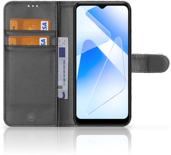 Coque avec Texte OPPO A16/A16s | Etui Portefeuille OPPO A54s Feuilles Gris