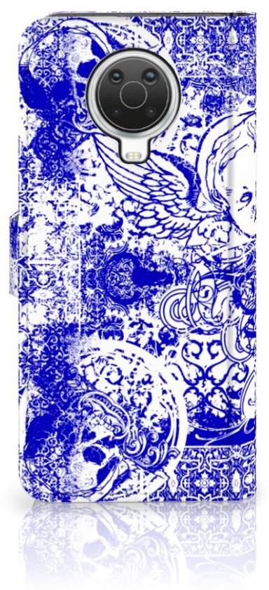 Étui style livre Nokia G10 | Coque Smartphone G20 Crâne d' Angel Blue