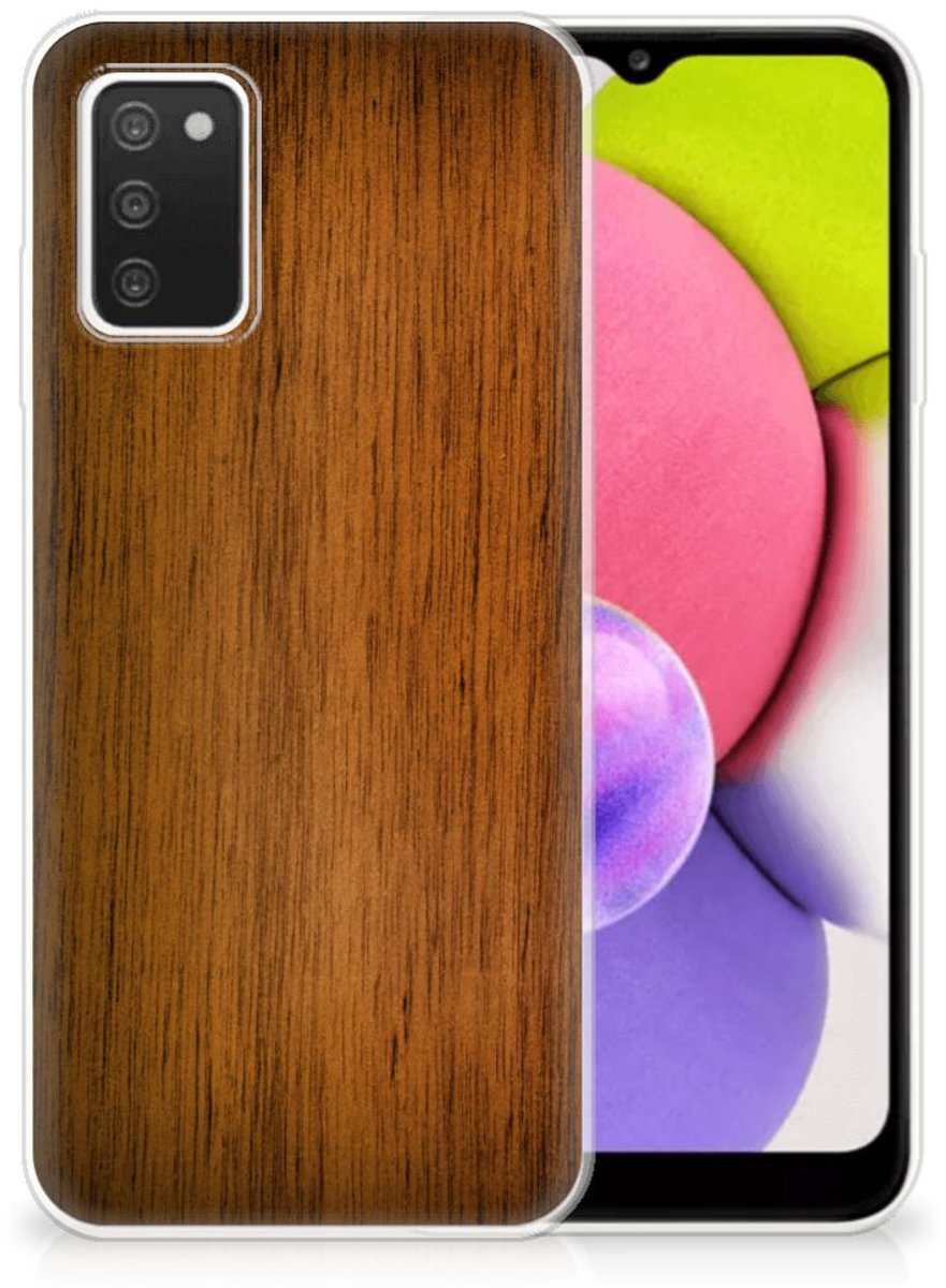Samsung Galaxy A03S Bumper Hoesje Donker Hout