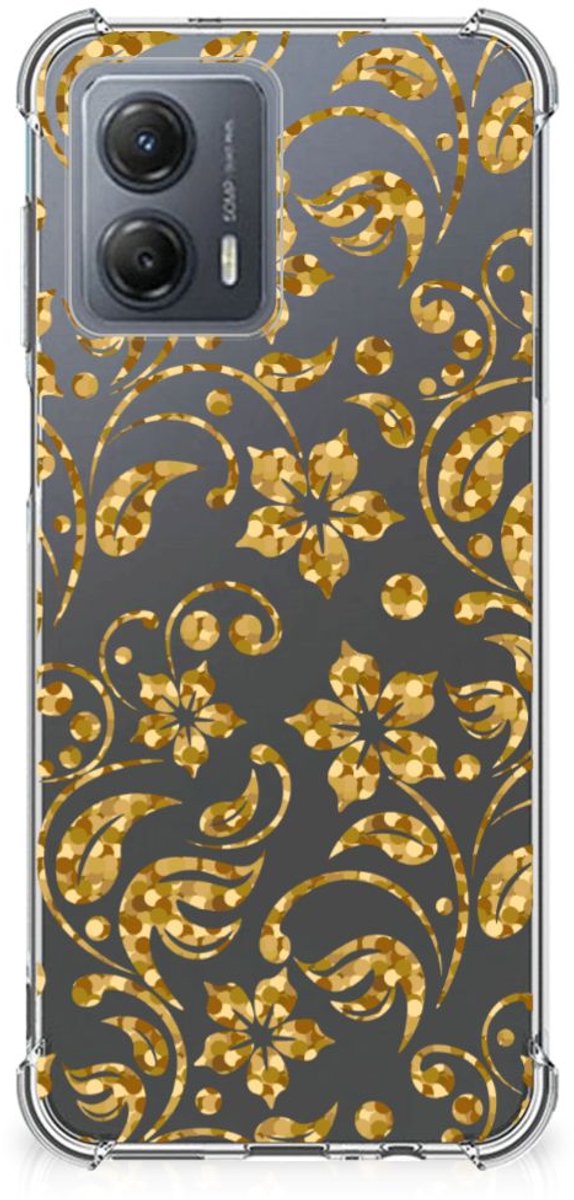 Motorola Moto G53 Case Gouden Bloemen