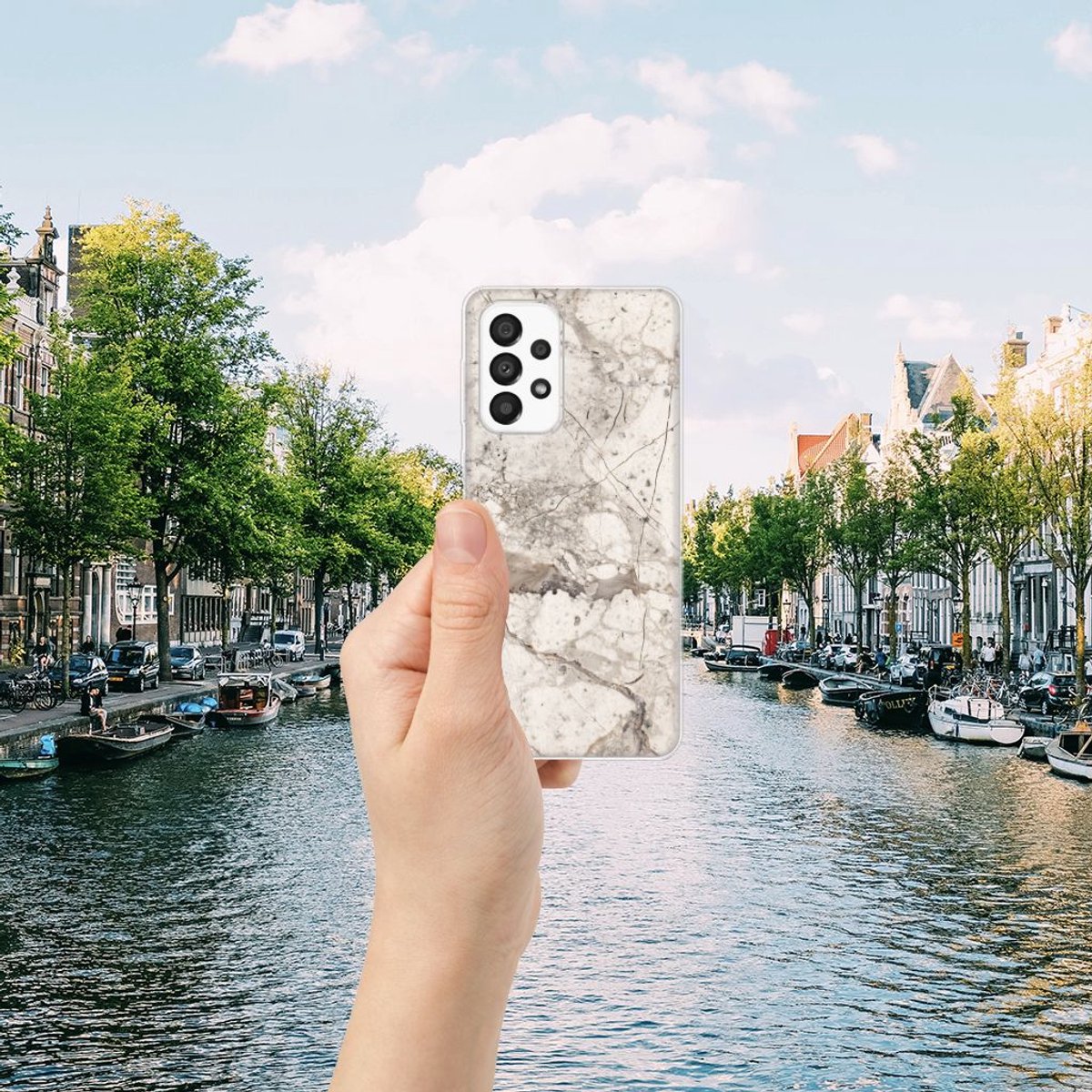 Samsung Galaxy A33 5G TPU Siliconen Hoesje Marmer Beige