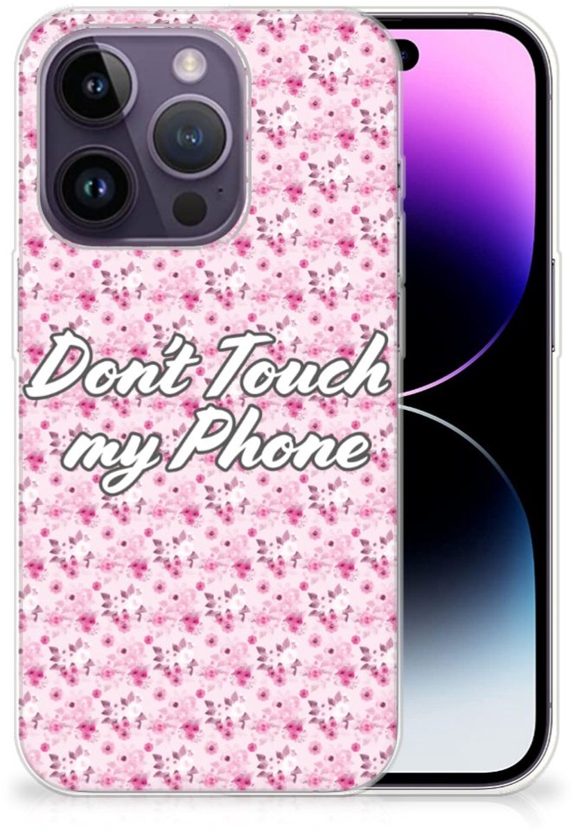 Apple iPhone 14 Pro Silicone-hoesje Flowers Pink DTMP