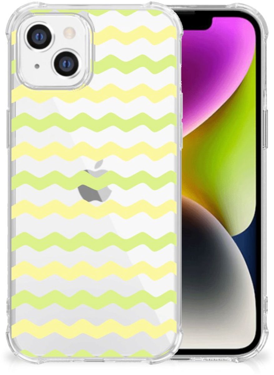iPhone 14 Doorzichtige Silicone Hoesje Waves Yellow