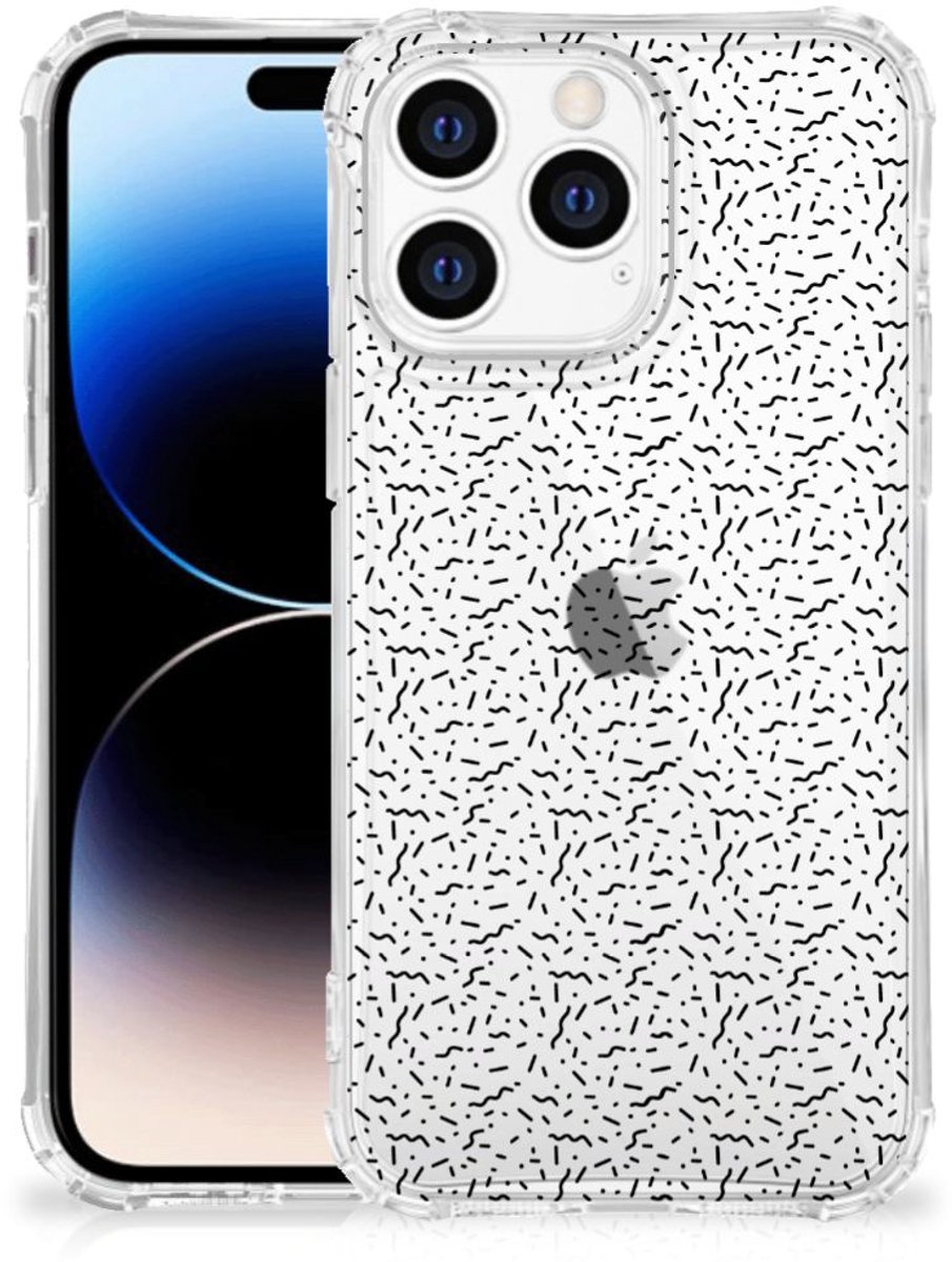 Apple iPhone 14 Pro Max Doorzichtige Silicone Hoesje Stripes Dots