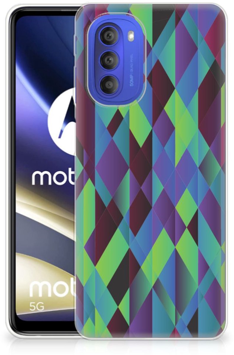 Motorola Moto G51 5G TPU Hoesje Abstract Green Blue