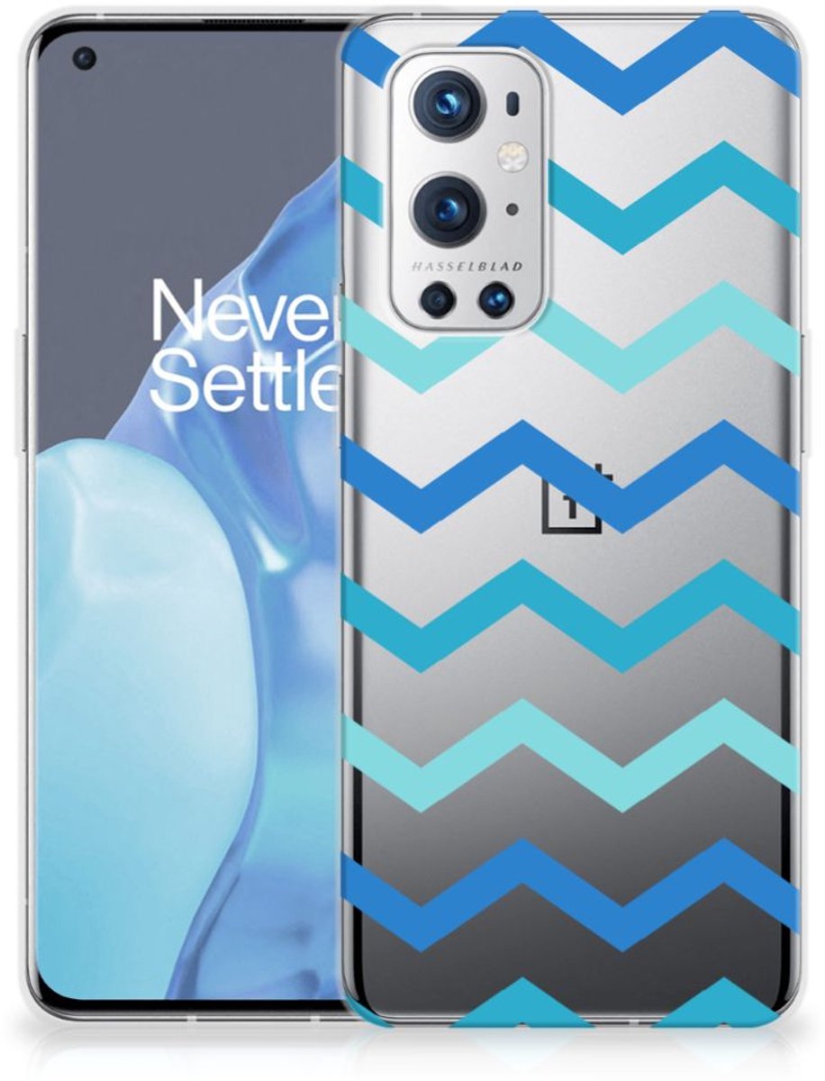 Back Cover voor OnePlus 9 Pro TPU bumper Zigzag Blauw