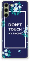 Coque de portable Samsung Galaxy S21FE Coque arrière en TPU mignonne Fleurs Blue Ne touchez pas mon téléphone
