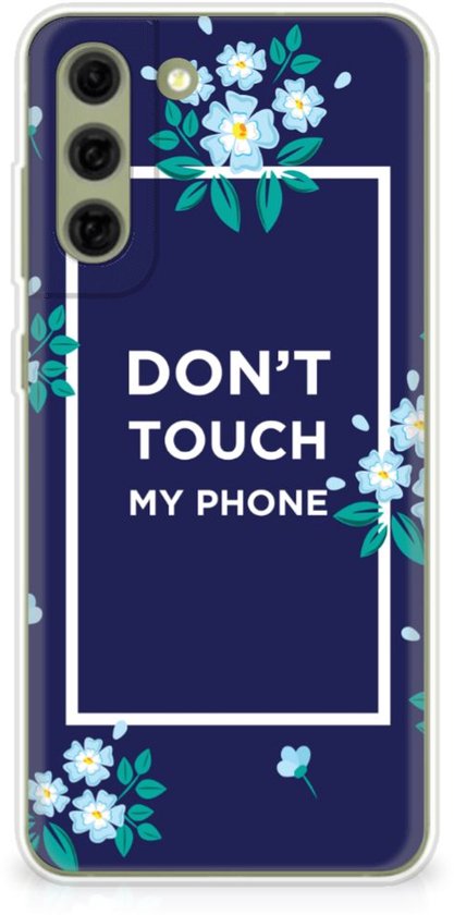 Coque de portable Samsung Galaxy S21FE Coque arrière en TPU mignonne Fleurs Blue Ne touchez pas mon téléphone