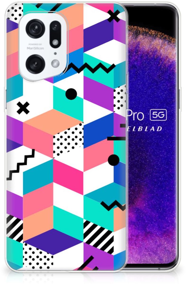 OPPO Find X5 Pro TPU Hoesje Blokken Kleurrijk