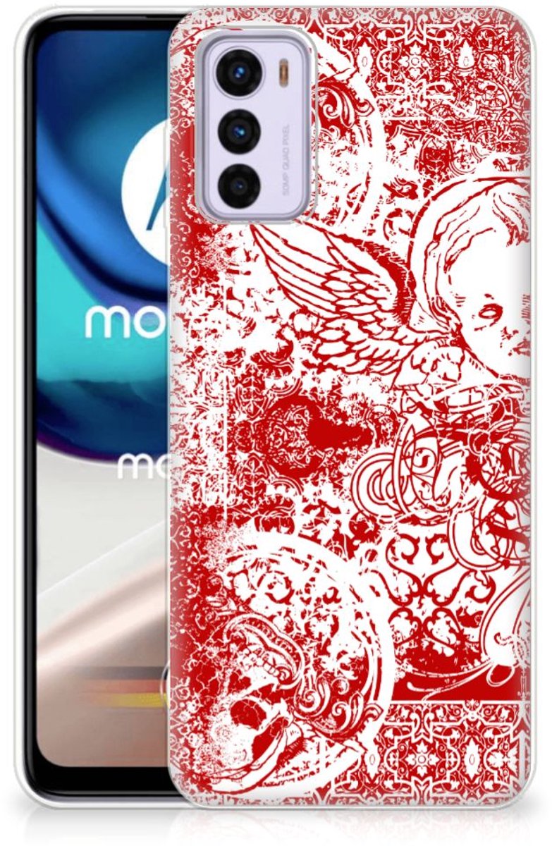 Silicone Back Case Motorola Moto G42 Angel Skull Rood