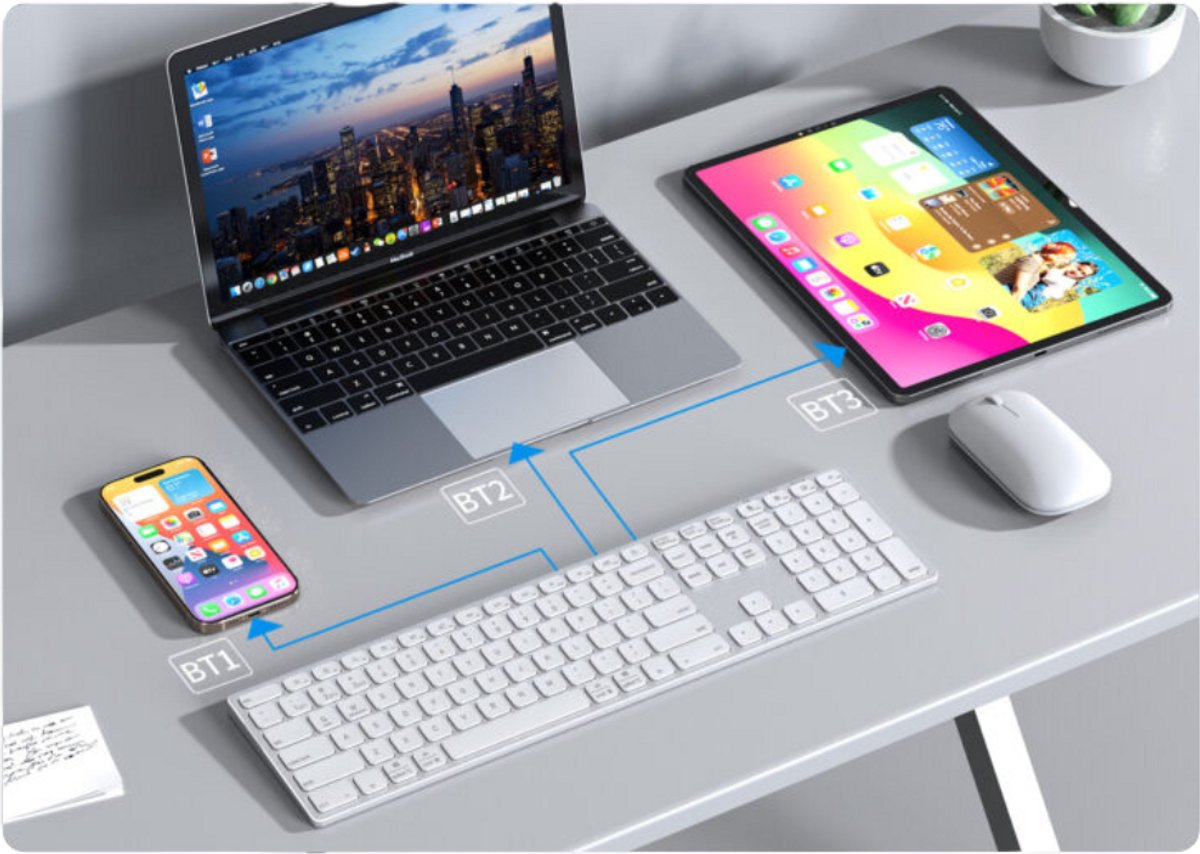 Dux Ducis - Universeel bluetooth toetsenbord geschikt voor Windows / Apple iMac / Apple iPad / Apple iPhone / Samsung - Draadloos toetsenbord - QWERTY - Zwart — cadeau in Gadgets - foto 2