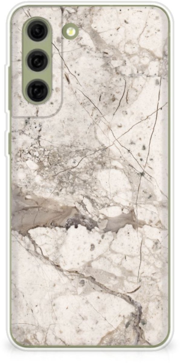 Back Cover voor Samsung Galaxy S21FE TPU Siliconen Hoesje Marmer Beige