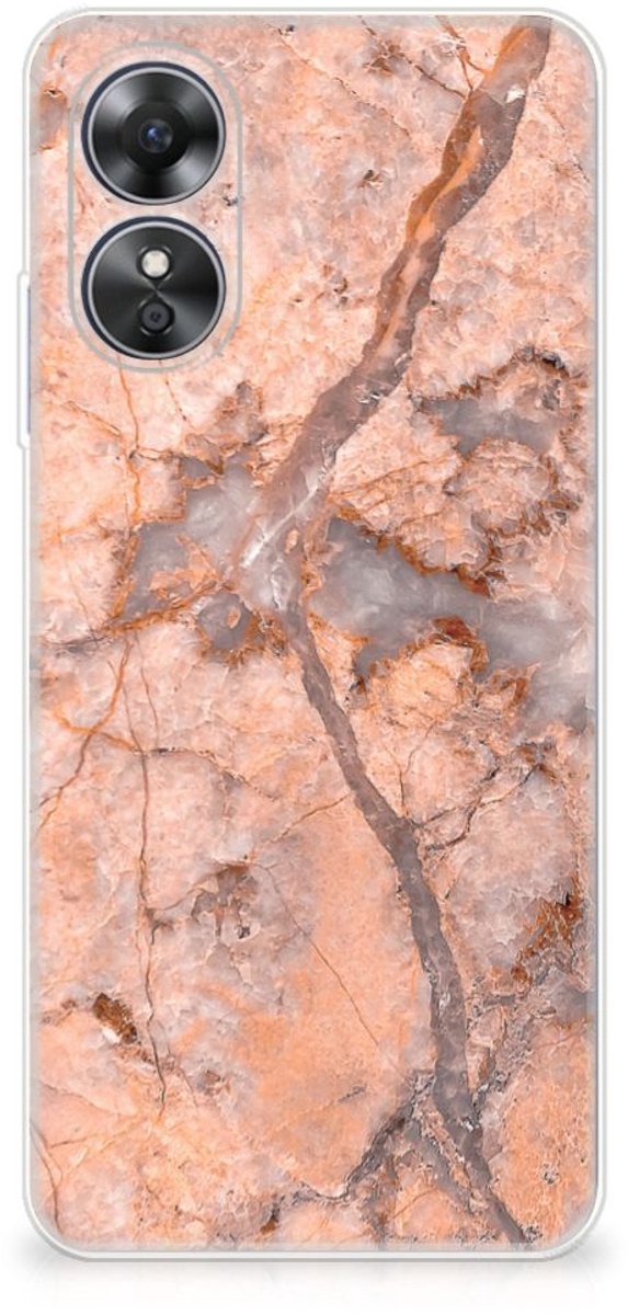 OPPO A17 TPU Siliconen Hoesje Marmer Oranje