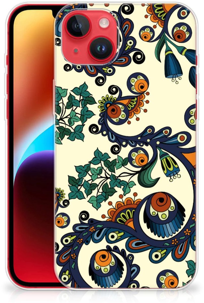 Siliconen Hoesje iPhone 14 Plus Barok Flower