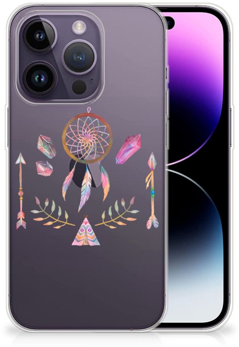 Apple iPhone 14 Pro Telefoonhoesje met Naam Boho Dreamcatcher