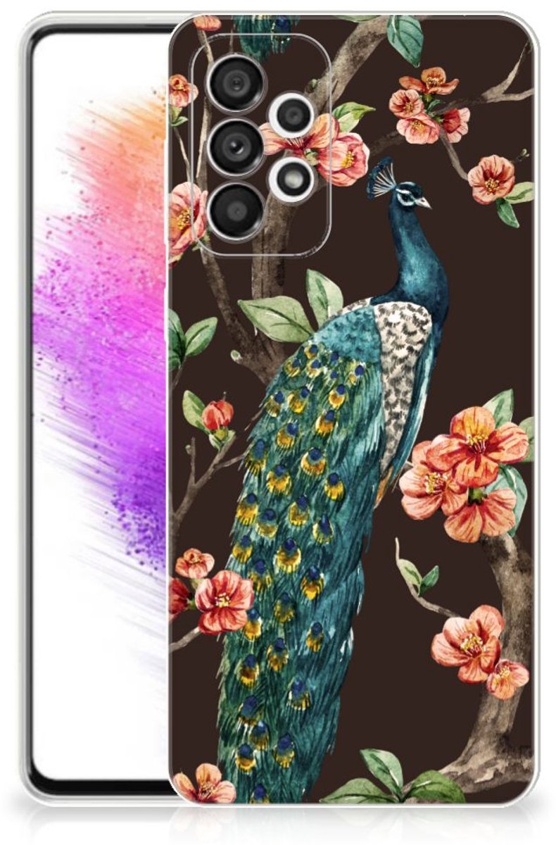 Samsung Galaxy A73 5G TPU Hoesje Pauw met Bloemen