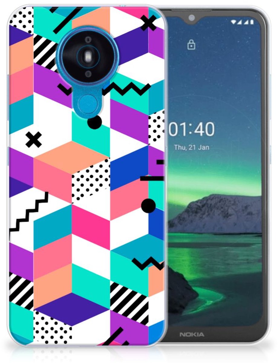 Nokia 1.4 TPU Hoesje Blokken Kleurrijk